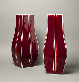Pair of Burgundy Glaze Vases