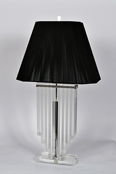 Pair of Lucite Lamps with Black Shades